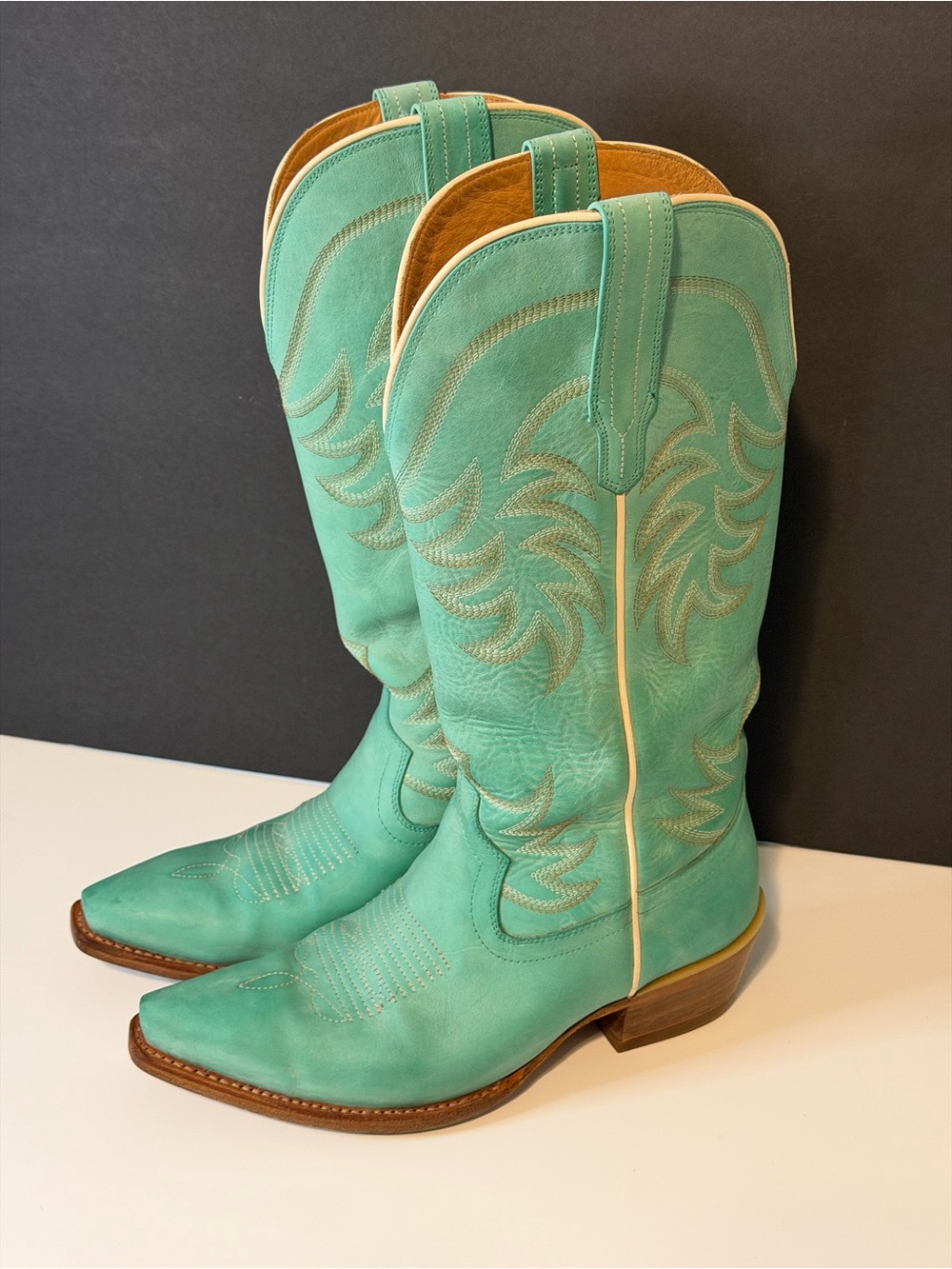 Tecovas The Annie Turquoise Western Leather Heeled Boots - Picture 13 of 15
